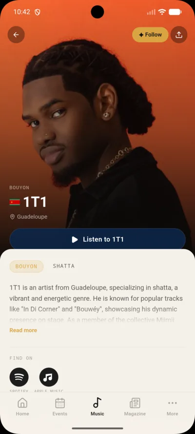 KRIBBEAN App - Profil Artiste